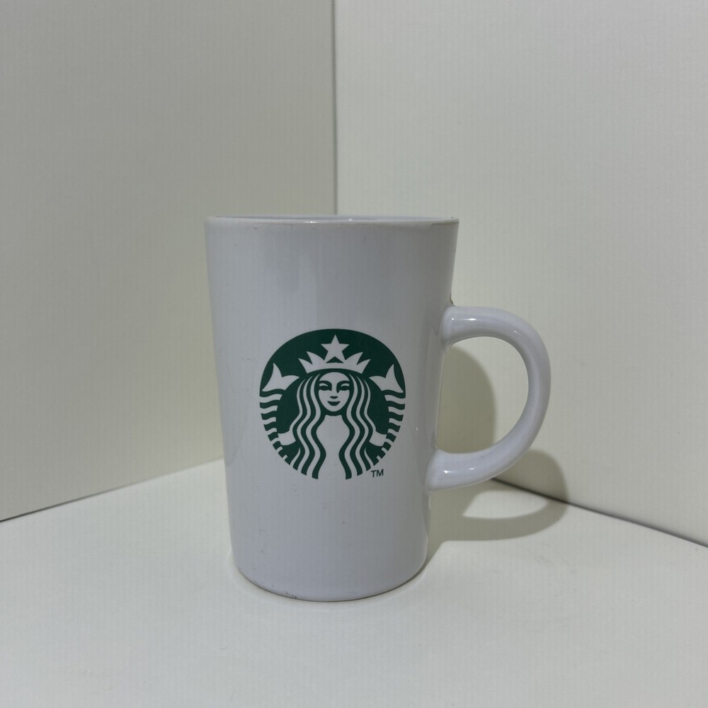Starbucks 2011 Coffee Mug White Ceramic Tea Cup Tall 10 Oz Green Siren