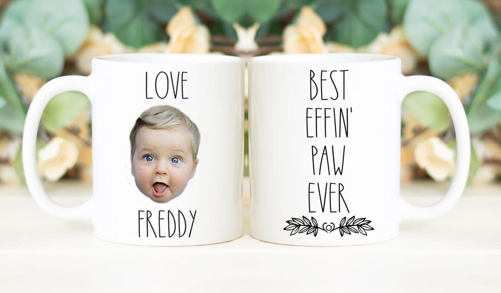 Best Effin' Paw Ever Mug Father's Day Gift Personalized With Photo Of Kids
