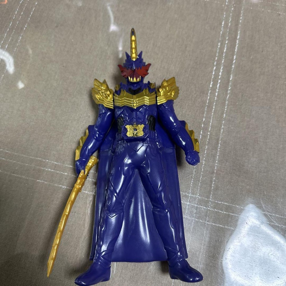 Kamen Rider Purple Action Figure with Gold Details and Accessory Staff - Pre-Owned