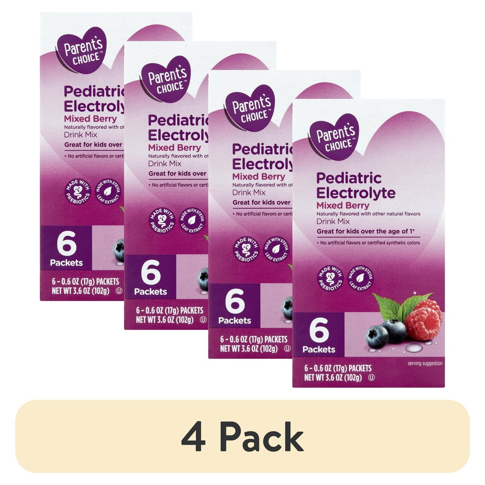 Parents Choice Pediatric Electrolyte Drink Mixed Berry 3.6oz 6pk or 4pk Hydration for Kids