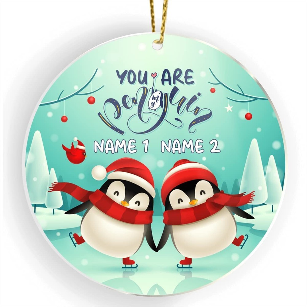 Personalized Penguin Ornaments Ceramic Hanging Table Ornament Gifts for Frien...