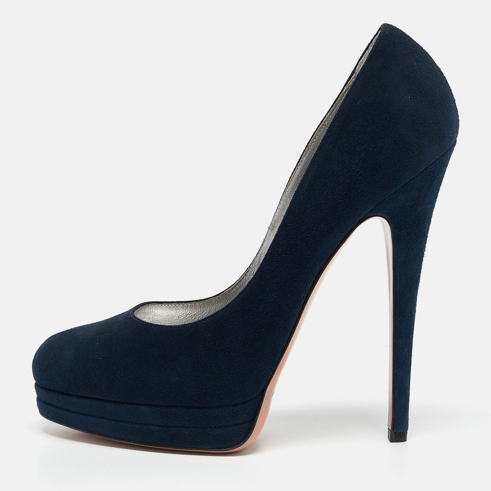 Casadei Navy Blue Suede Platform Pumps Size 38