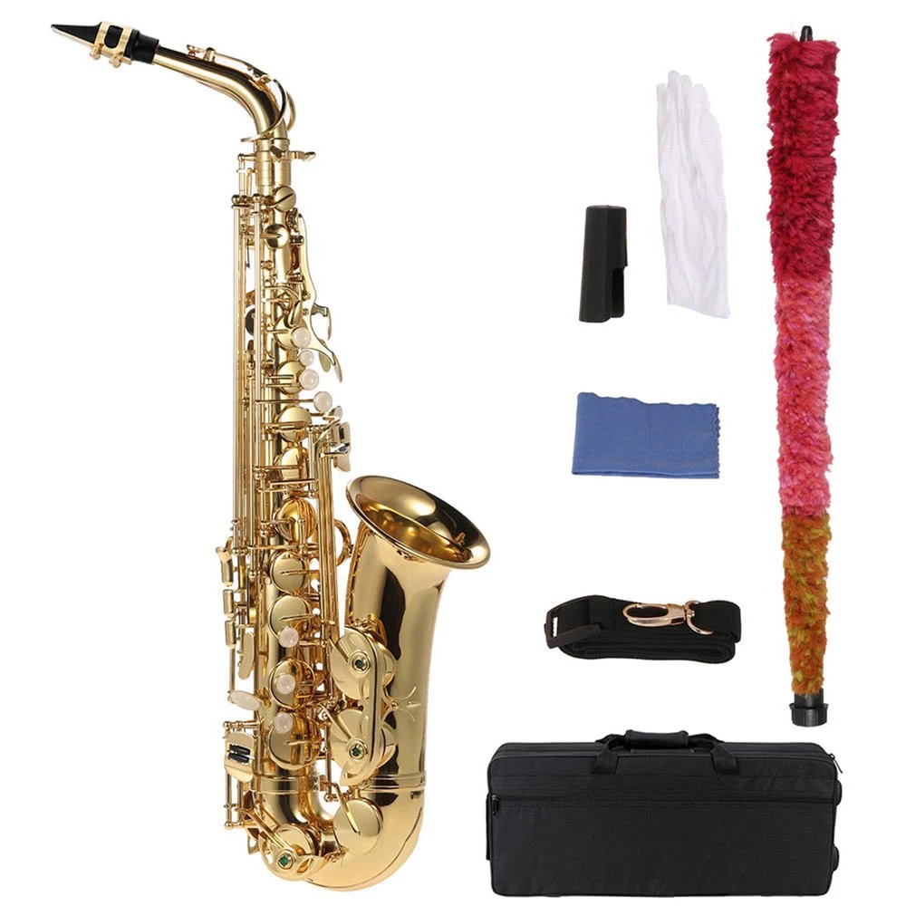 Alto Saxophone Eb E Flat Brass Lacquered Gold Student School Band Alto Sax S7S5