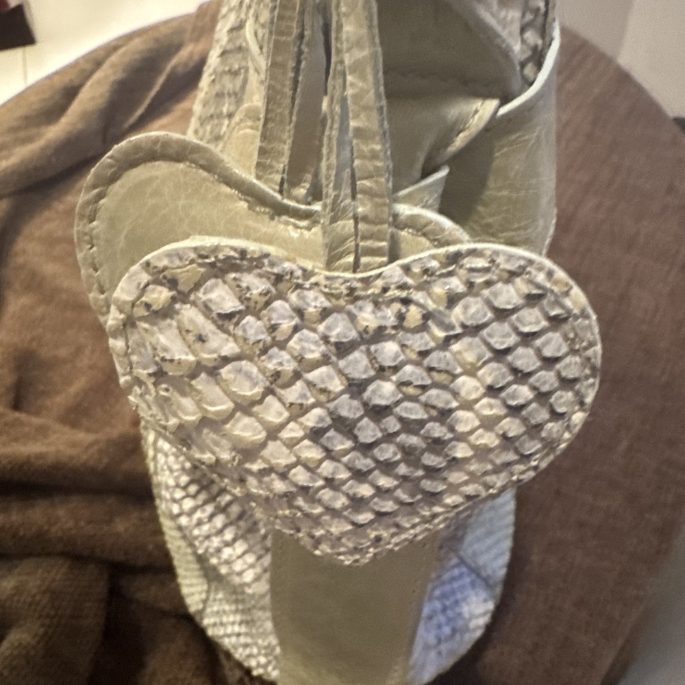 Roberta Gandolfi Genuine Leather Women's Handbag Lt Green Grey Snake Italy