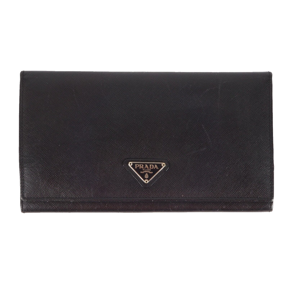 PRADA Saffiano XL Continental Luxury Leather Designer Business Long Wallet OP...