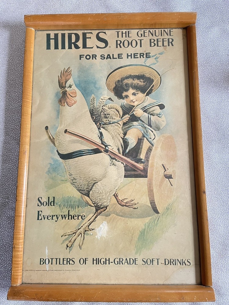 Framed Vintage Hires Root Beer Soda Lithograph Advertising Poster/Sign