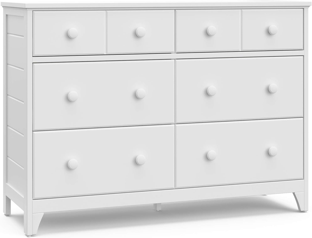 Storkcraft Moss 6 Drawer Universal Double Dresser (White) – GREENGUARD Gold Cert