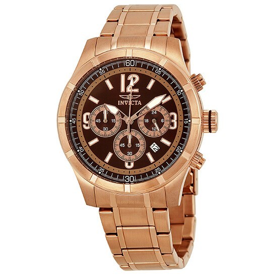 Invicta Specialty Men's Chronograph Brown Dial Rose Gold Tone Watch - 11378
