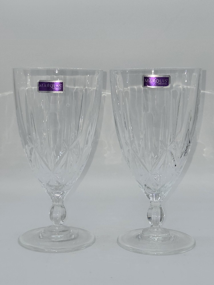 Marquis by Waterford Sparkle Water Goblets Set of 2 Elegant Crystal Glasses