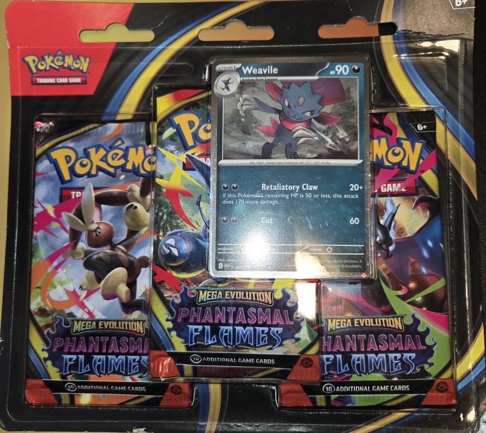 Pokemon TCG Phantasmal Flames 3-Pack Blister Weavile Promo |BRAND NEW SEALED