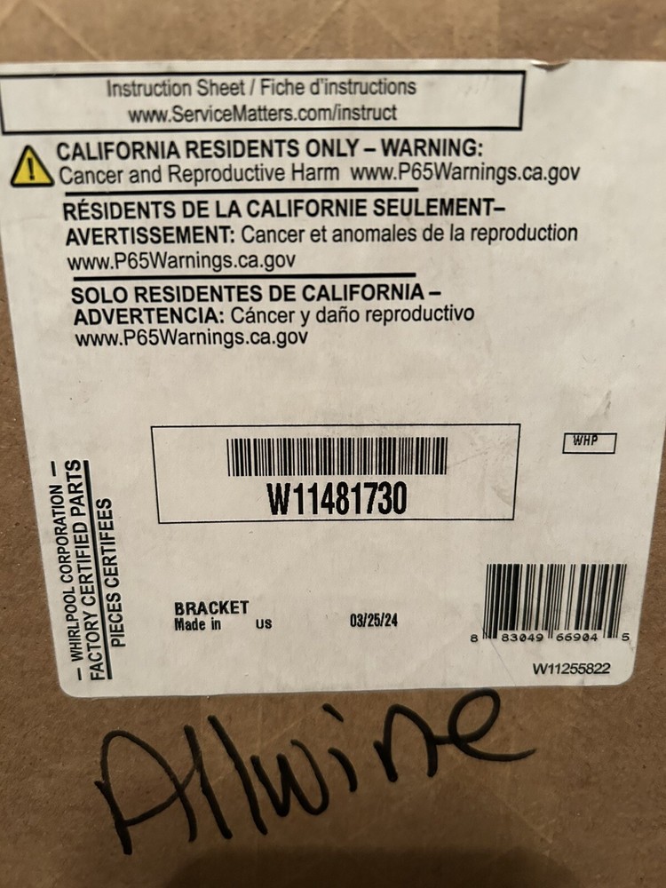 Whirlpool OEM Dryer Motor Bracket W11481730 Replacement Part