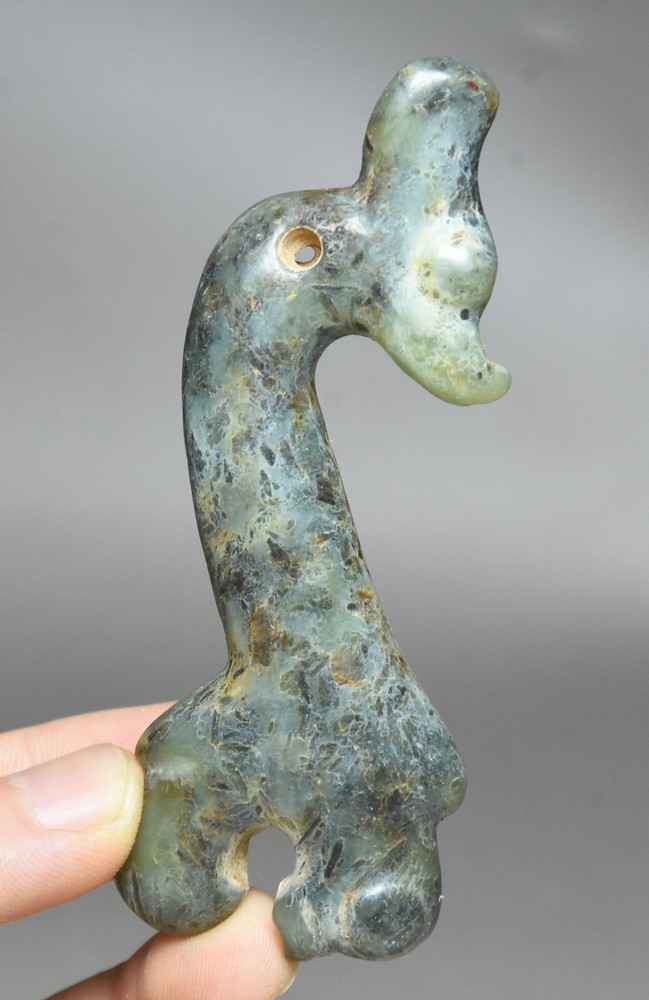 9CM China Hongshan Culture Old Jade Carve Sun God Helios Sun-God Amulet Pendant