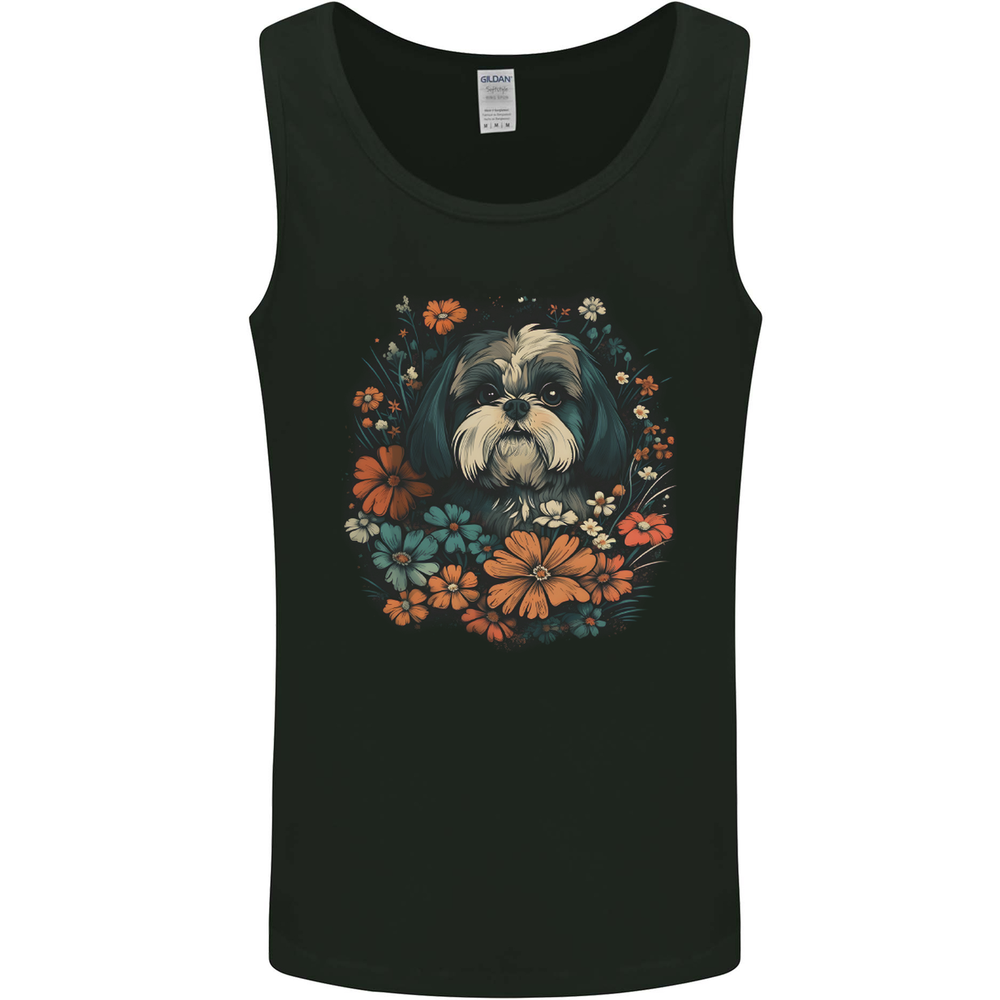 A Shih Tzu Dog With Flowers Mens Vest Tank Top