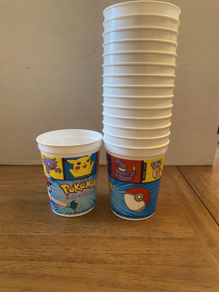 Lot Of 15 Cups Vintage Pokemon NWT 17oz Plastic Party Cups Rare 1998 New