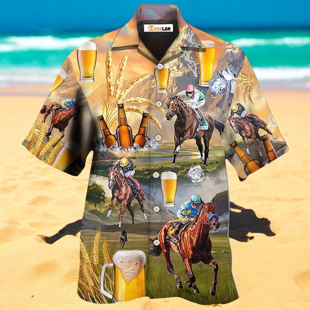 Beer And Horse Racing On The Steppe Hawaiian Shirt