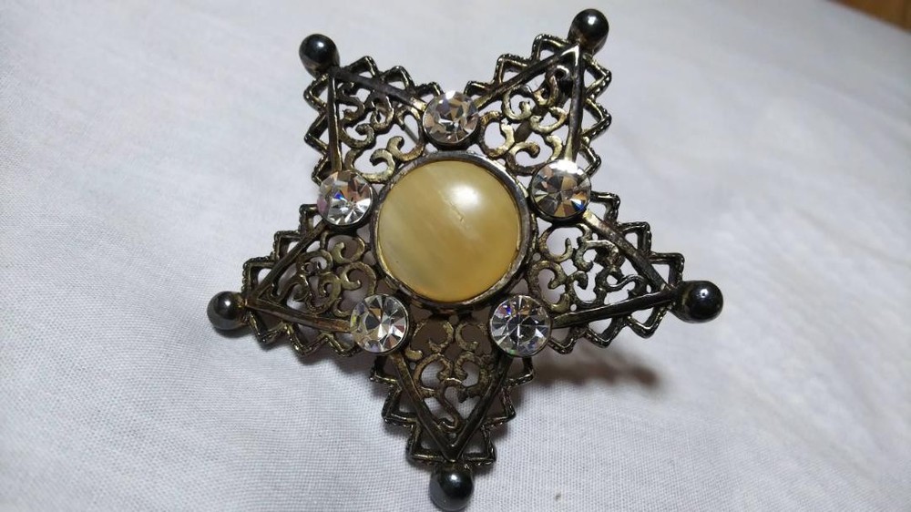 Christian Dior Vintage Gothic Star Brooch and Pentagram Necklace 2-Way