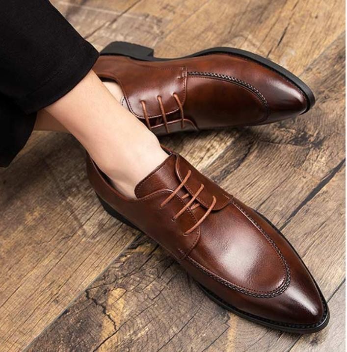 British Mens Faux Leather Pointed Toe Lace up Shoes Business Wedding Office 2026