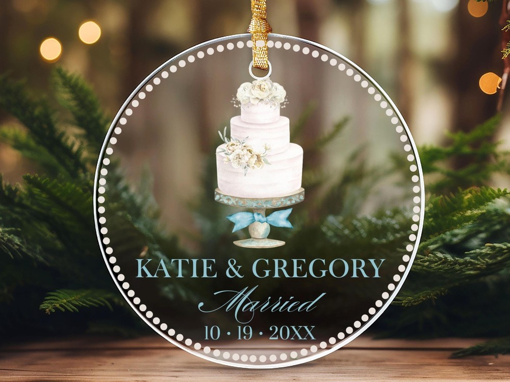 Preppy Wedding Cake Acrylic Ornament