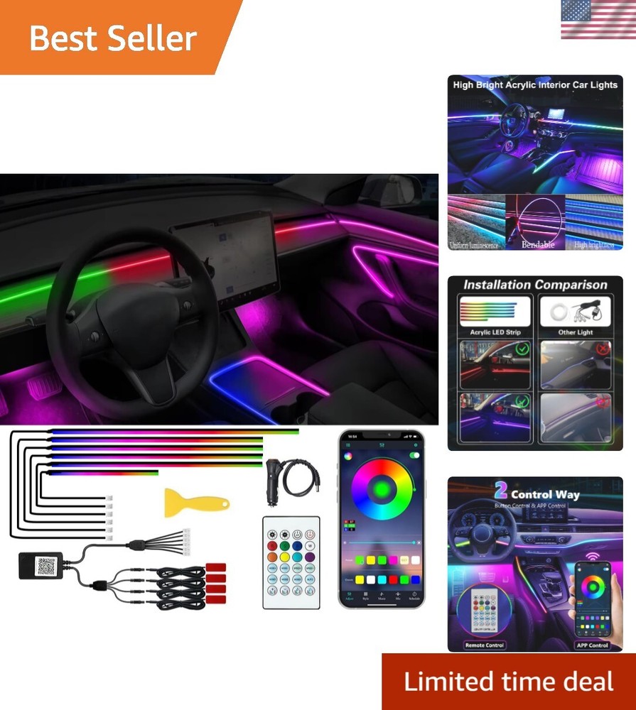 Acrylic Interior Car LED Lights with Remote and Wireless APP 10 in 1,Ambient ...