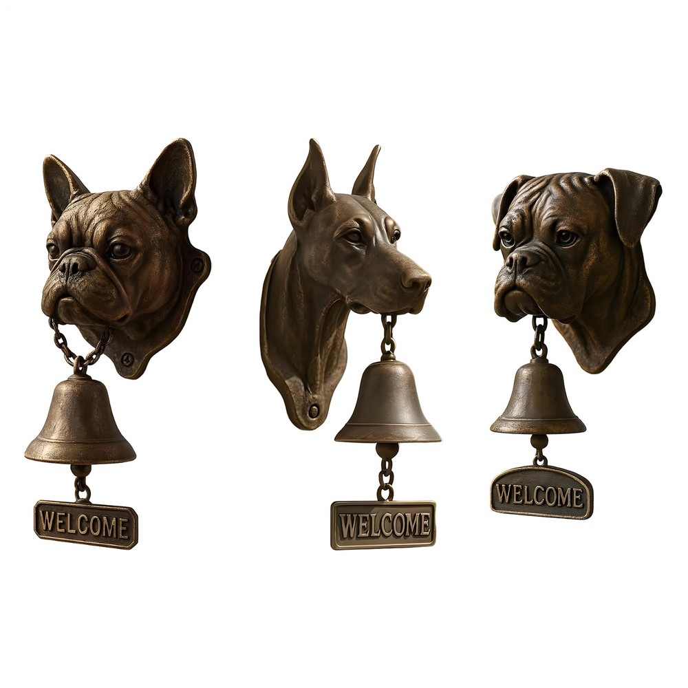 Vintage Dog Head Shaped Outdoor Dinner Bell Front Door Chime