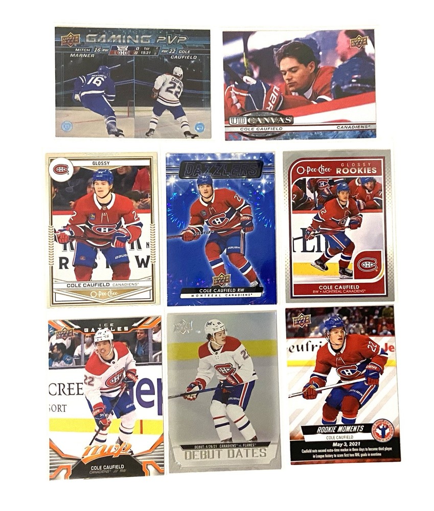 Cole Caufield Montreal Canadiens 8 Card Lot Rookie, Dazzler, Canvas And More