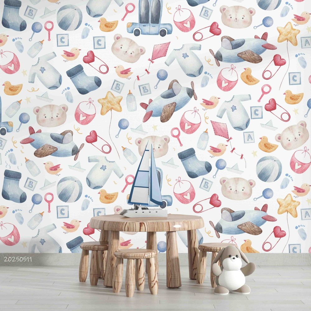 3D Baby Items Pattern Wall Murals Wallpaper Murals Wall Sticker