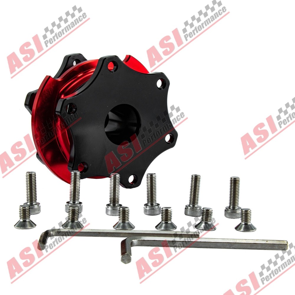 D Shaple Steering Wheel Quick Release Hub Adapter Red Ring Black Body