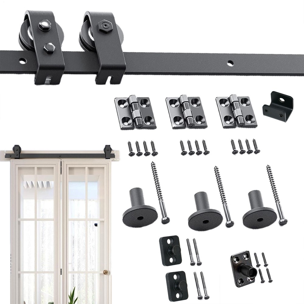 40in Bifold Sliding Barn Door Hardware Kit with Flat Track for 2 Doors