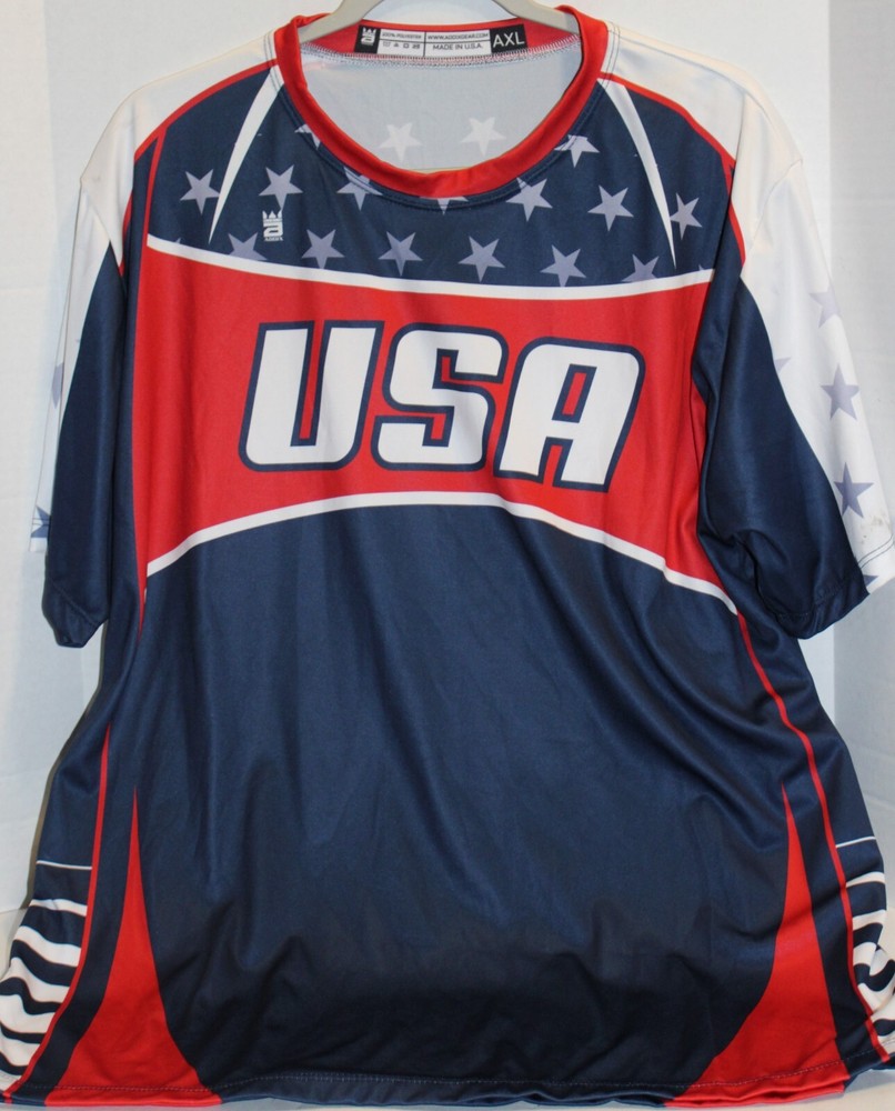 USA Themed ADDIX Tee 100% Poly Cool T-shirt Made In The USA Olympics Gear AXL