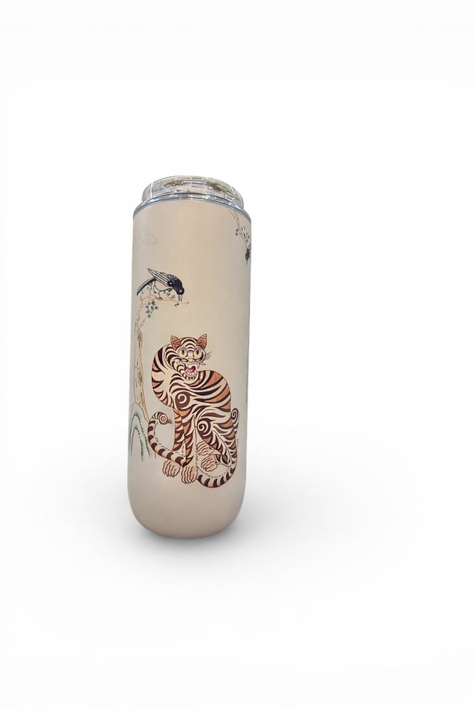 Korean Tiger Art Tumbler - Unique 16oz Folk Art Bottle