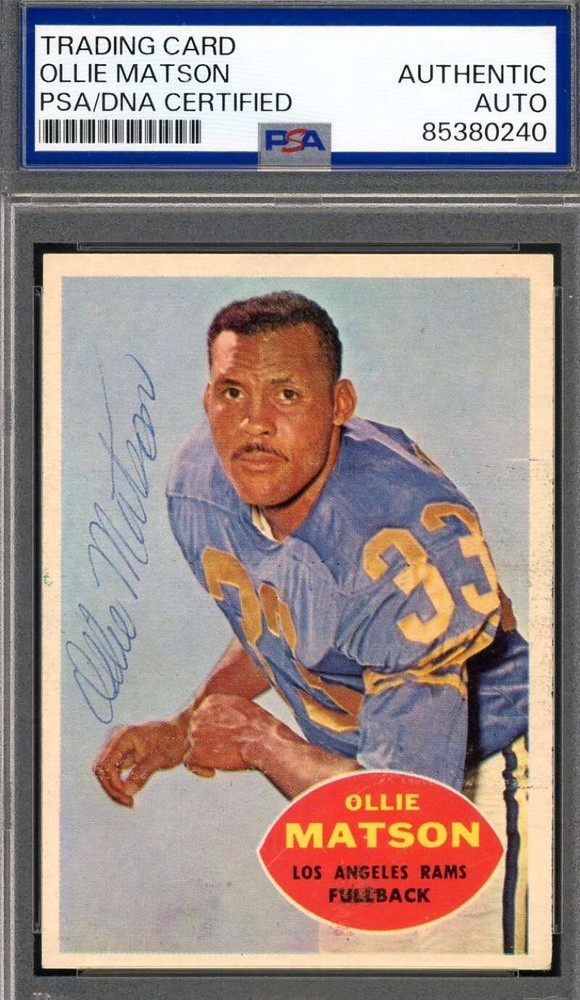 Vintage 1960 Topps Ollie Matson PSA DNA Certified Autographed Football Card  