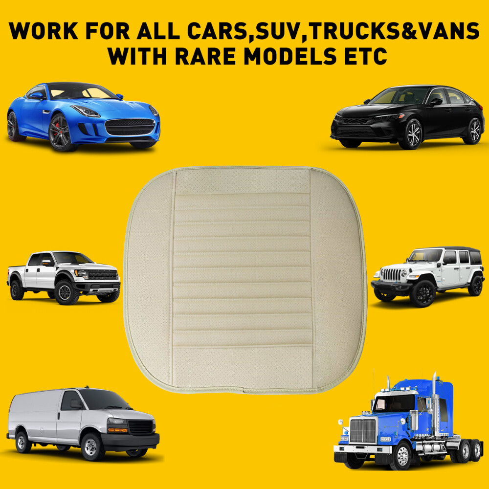 Beige Leather Car Seat Covers Auto Front Seat Leather Protect Pad Breathable Kit