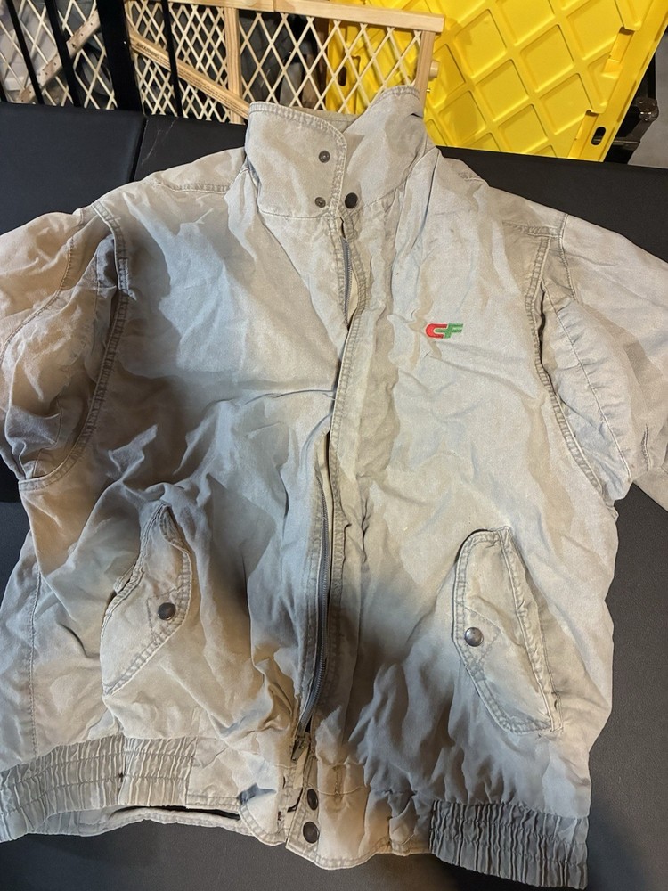 Consolidated Freightways Men's Grey Bomber Jacket Logo Zip Snap Closure