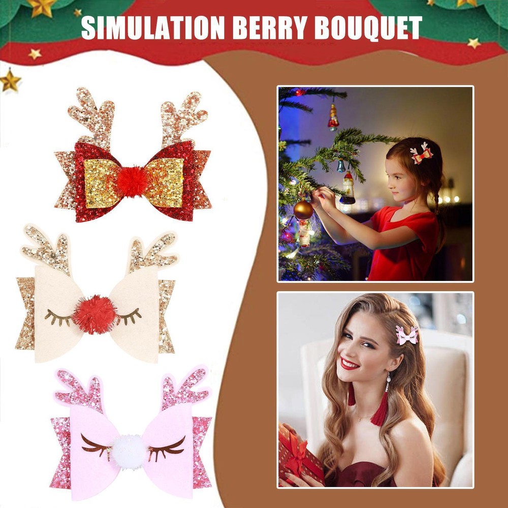 Alfileres para el cabello con astas de reno regalos navideños