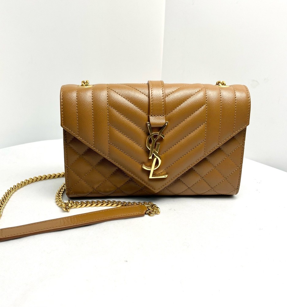 YSL Saint Laurent Envelope Small Leather Chain Flap Crossbody Shoulder Bag