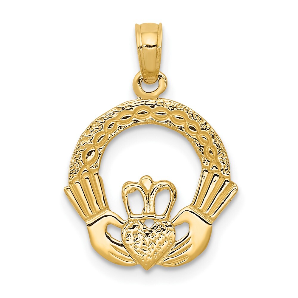 10K Yellow Gold Claddagh Charm Pendant 0.77gm L-20 mm, W-15mm