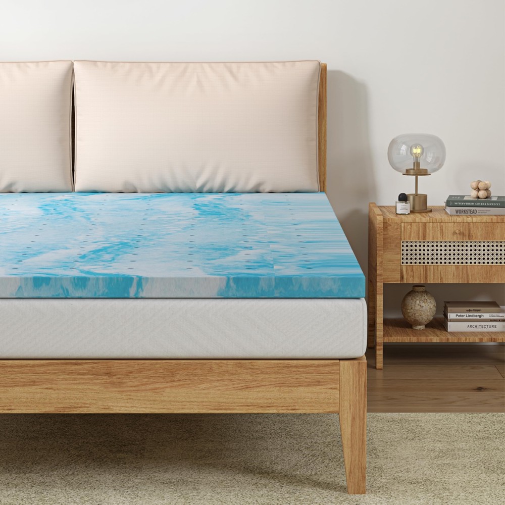 2 Inch Memory Foam Mattress Topper Queen Size, Gel Infused Memory Foam Bed To...