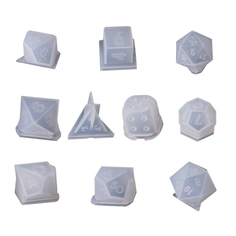 10Pcs/set Dice Molds Polyhedral Game Silicone Resin Dice Molds Table Games DIY