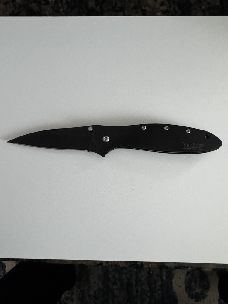 Kershaw Leek 3in Black Aluminum Assisted Opening Liner Lock Knife No Box