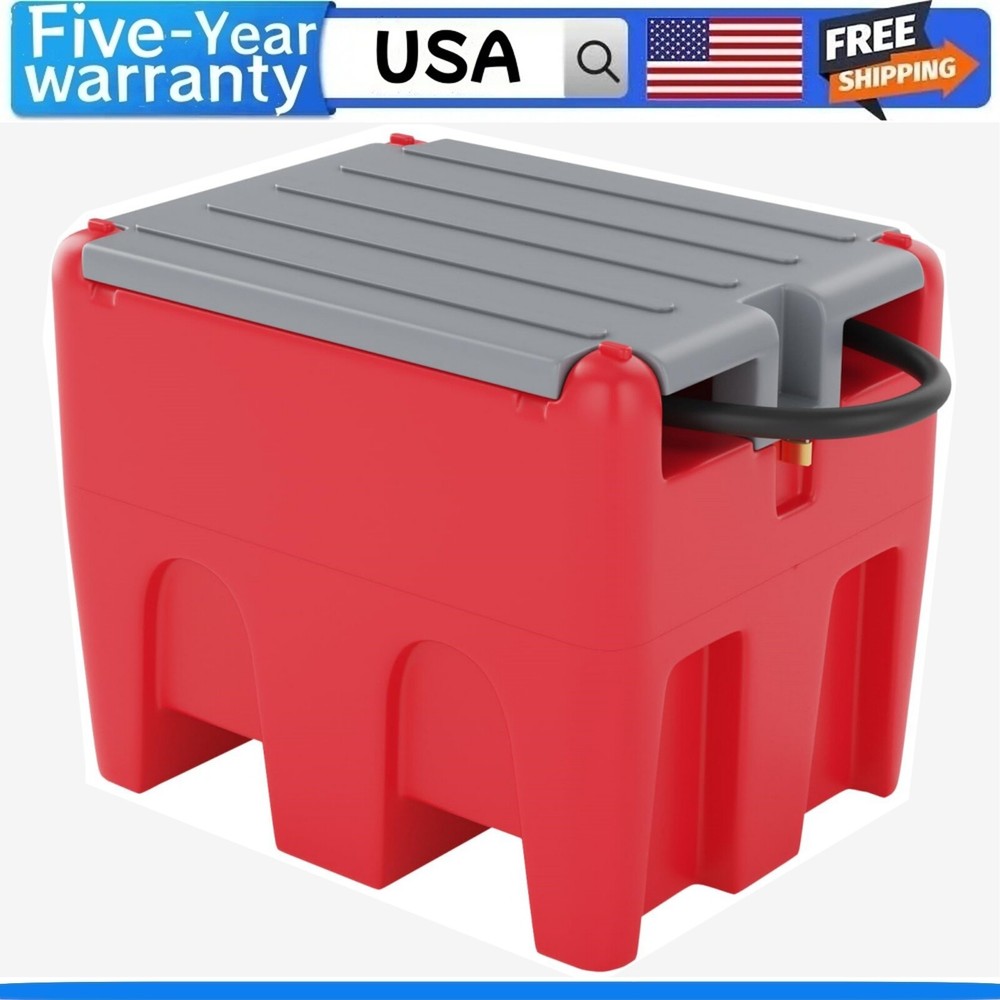 58G Portable Fuel Tank Diesel & Gasoline Transfer Tank W/12V Electric Pump 13ft
