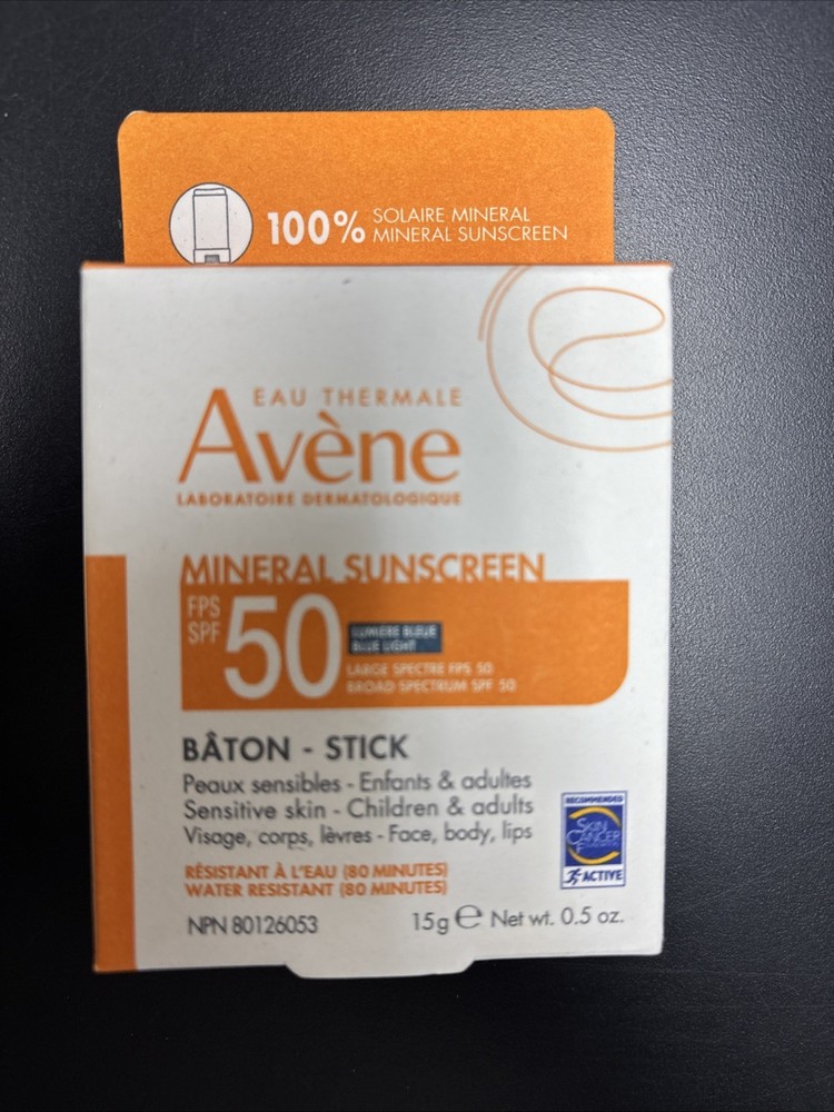 Avene Water Resistant Mineral Sunscreen Stick SPF 50 0.5oz Exp 04/26