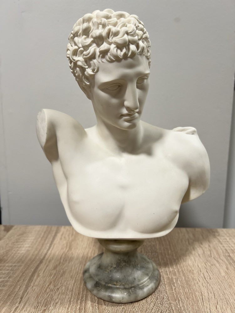 Hermes Alabaster Sculpture on Marble Base by A Gianelli Italy 1965