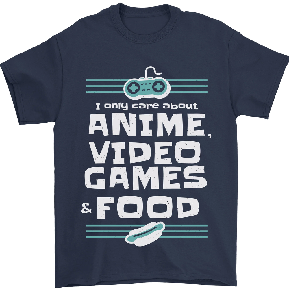 Anime Gamer Food Lover Funny Graphic Cotton T-Shirt for Men  