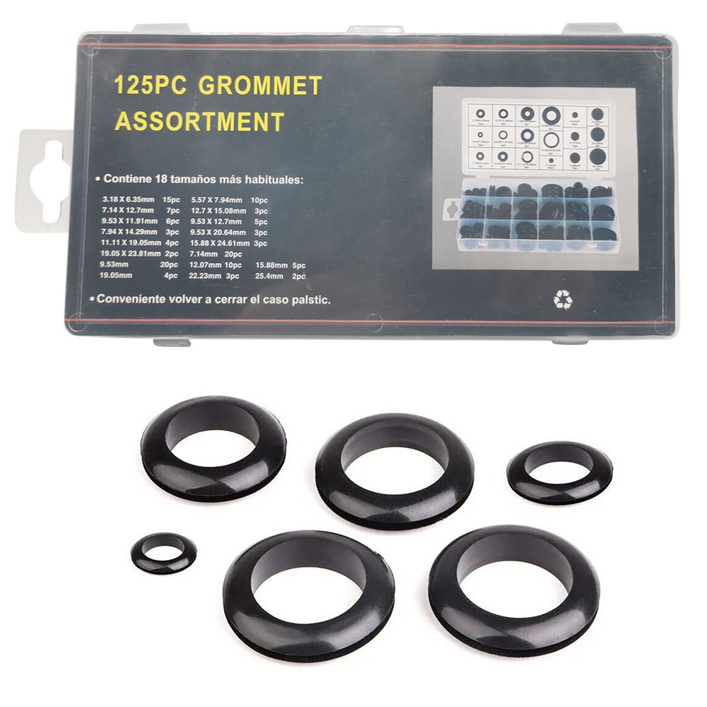 125PCS Rubber Grommet Kit for Firewall Wiring Protection and Cable Management