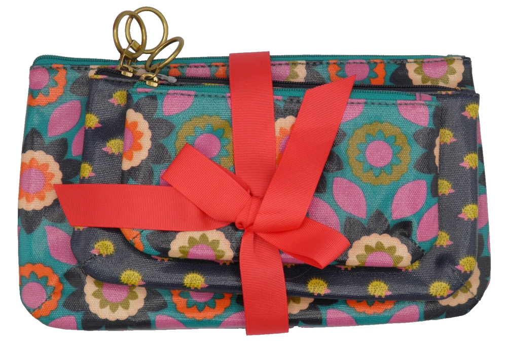 Fossil Laguna 3-Pack Floral Hedgehog Wallet Coin Purse BOHO Zip Bag Set  