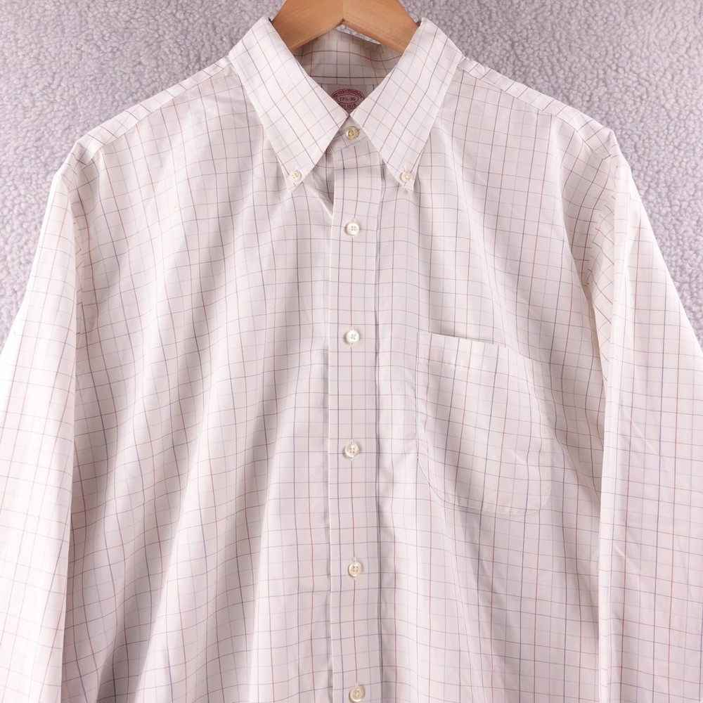Brooks Brothers Mens Traditional Fit Gingham Check Button Down Shirt 17.5-35