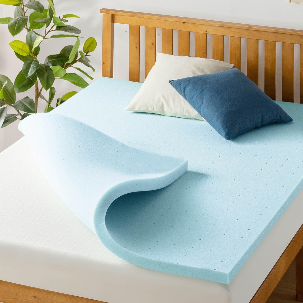 1.5 Inch Ventilated Memory Foam Mattress Topper, Cooling Gel Infusion, CertiP...