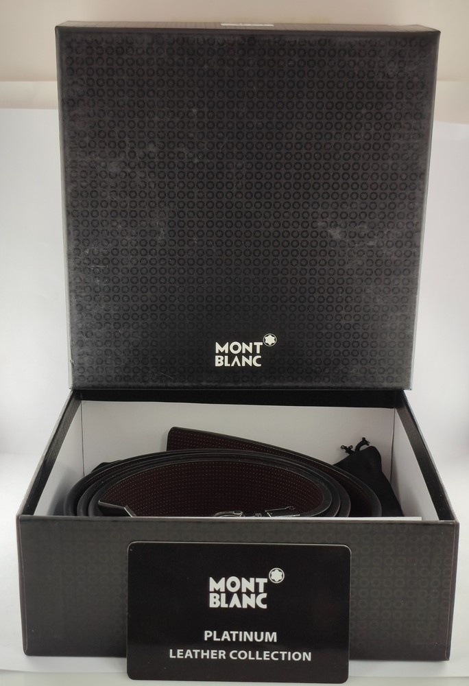 Montblanc Special Edition Men Black Color Leather Belt With Box 
