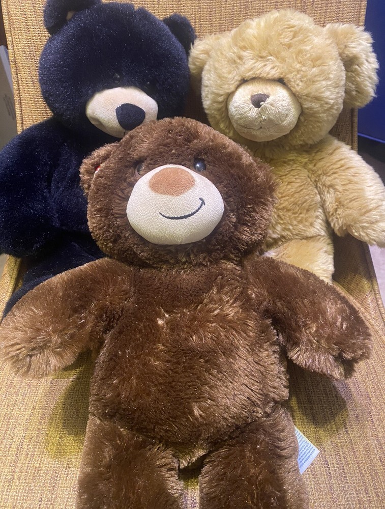 Build A Bear Lot Of 3 Vintage Teddy Bears Sweet Condition Look Black Brown & Cub