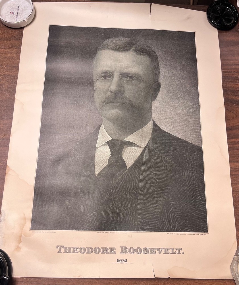 VTG 1900 Theodore Roosevelt Campaign poster? engraved by William Edgar Marshall